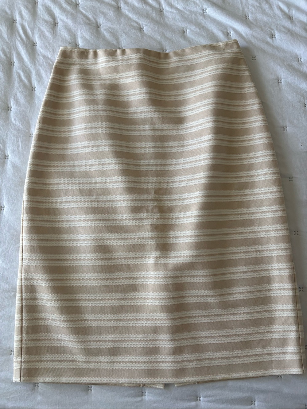 Ann Taylor Beige & Cream Striped Pencil Skirt